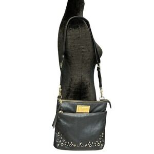 Juicy Couture Black Shoulder/Messenger Bag Faux Leather Purse Adjustable Strap